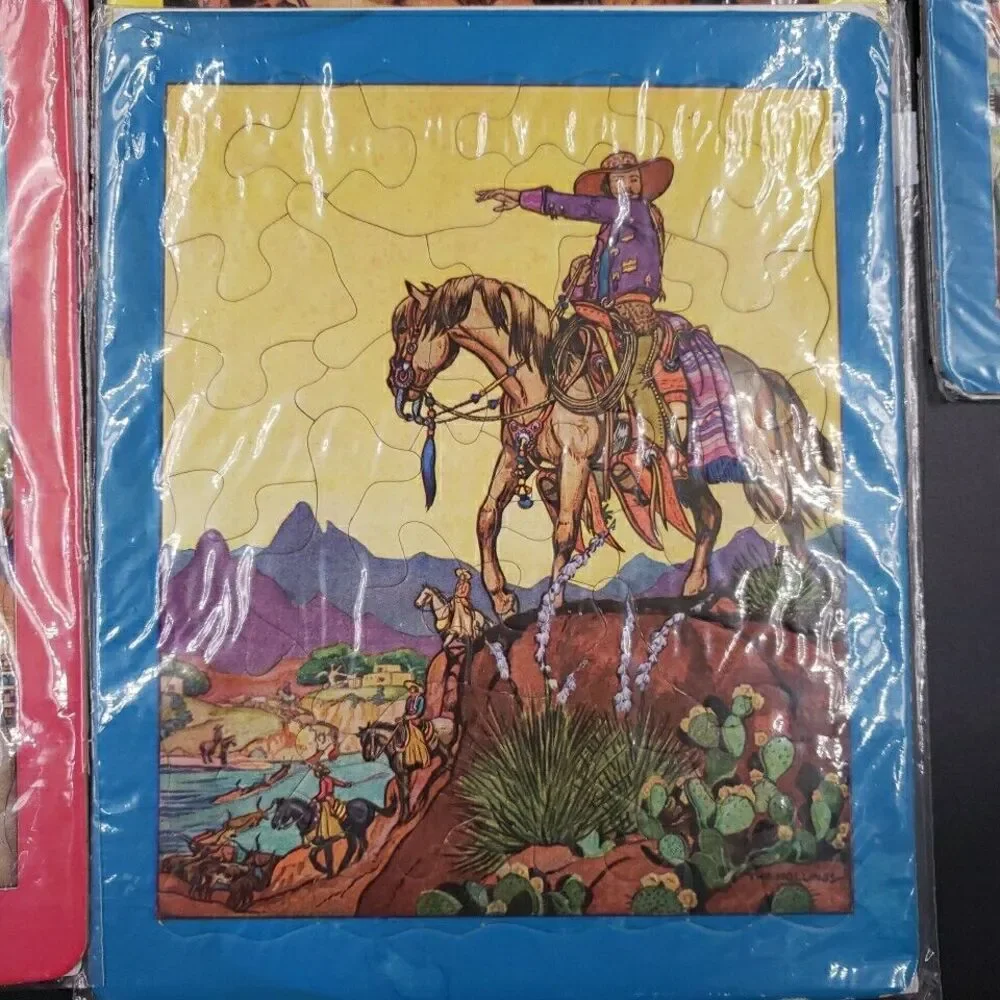 Vintage Jigsaw Picture Puzzle LOT of 8 Childrens 1940s Southwestern Nostalgia